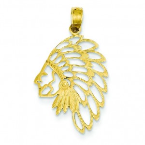 Indian Head Pendant in 14k Yellow Gold