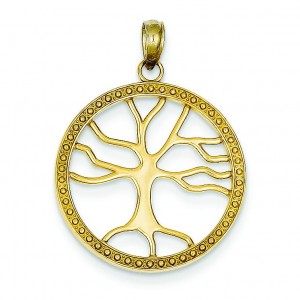 Tree Of Life In Frame Pendant in 14k Yellow Gold