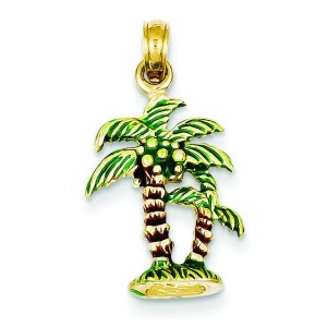 Palm Trees Pendant in 14k Yellow Gold