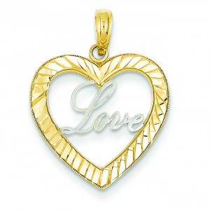 Love Inside Heart Pendant in 14k Yellow Gold