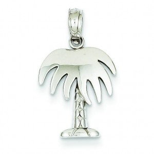 Palm Tree Pendant in 14k White Gold