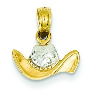 Cowboy Hat Pendant in 14k Yellow Gold