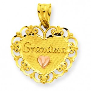 Grandma Heart Charm in 14k Two-tone Gold
