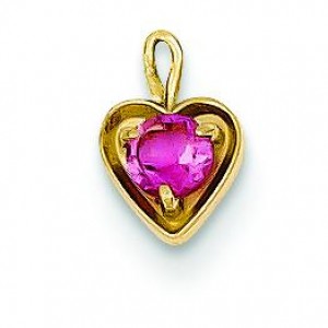 October Birthstone Heart Charm in 14k Yellow Gold