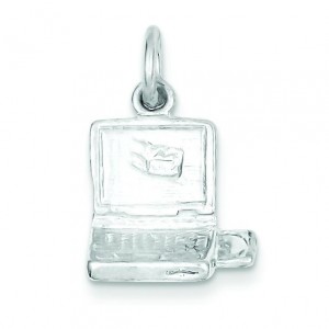 Laptop Computer Charm in Sterling Silver
