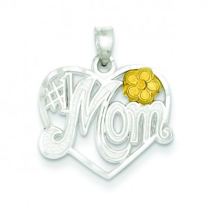 Mom Heart Charm in Sterling Silver