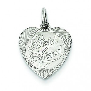 Best Friend Heart Disc Charm in Sterling Silver