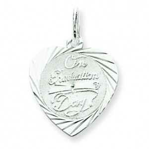 On Graduation Day Heart Disc Charm in Sterling Silver