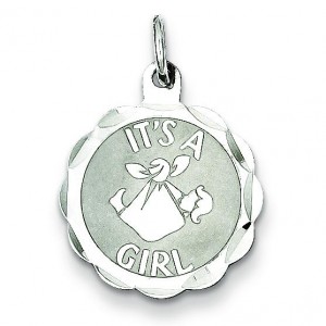 Its A Girl Charm in Sterling Silver
