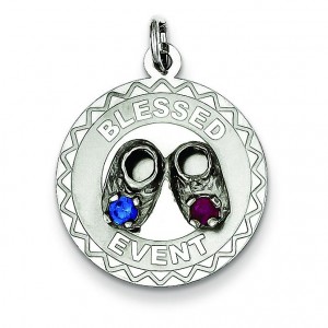 Blessed Event Disc Charm in Sterling Silver
