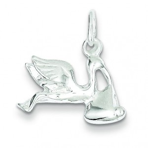 Stork Baby Charm in Sterling Silver