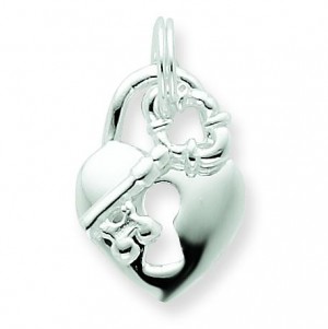 Heart Key Charm in Sterling Silver