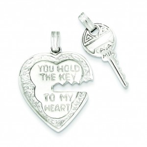 Heart Key Charms in Sterling Silver