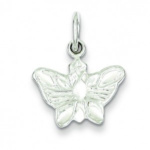 Diamond Cut Butterfly Charm in Sterling Silver