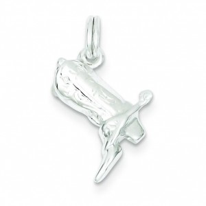 Cowboy Boot Charm in Sterling Silver