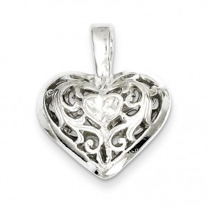 Filigree Heart Charm in Sterling Silver
