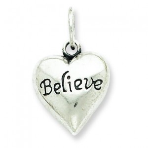 Antiqued Believe Pendant in Sterling Silver