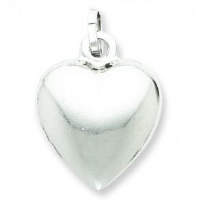 Puffed Heart Pendant in Sterling Silver