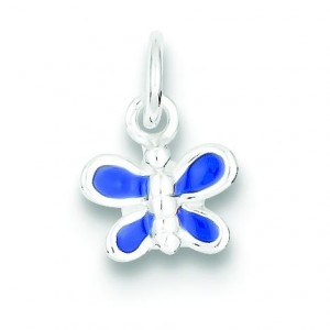 Blue Butterfly Charm in Sterling Silver