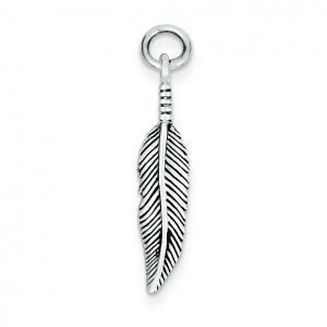 Antiqued Feather Charm in Sterling Silver