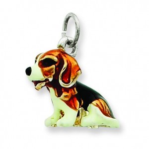 Small Beagle Charm in Sterling Silver