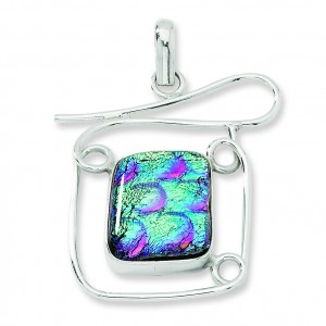Multicolor Dichroic Glass Fancy Pendant in Sterling Silver
