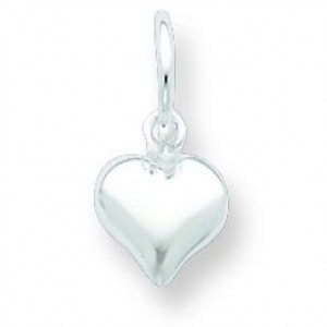 Puff Heart Charm in Sterling Silver