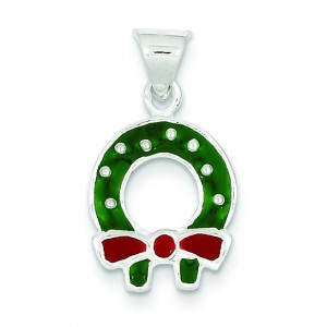Christmas Wreath Charm in Sterling Silver