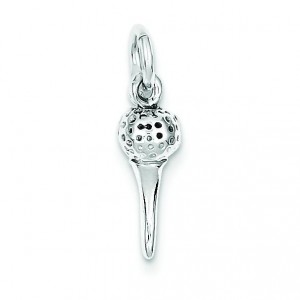 Golf Ball Tee Charm in Sterling Silver