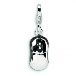 Mouse Lobster Clasp Charm in Sterling Silver