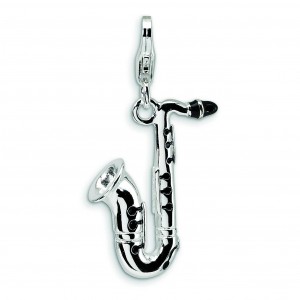 Saxophone Lobster Clasp Charm in Sterling Silver