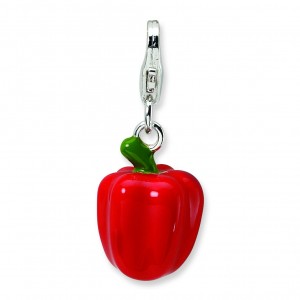 Red Pepper Lobster Clasp Charm in Sterling Silver