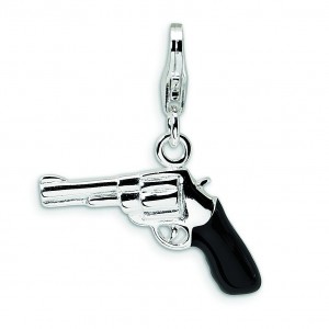 Pistol Lobster Clasp Charm in Sterling Silver