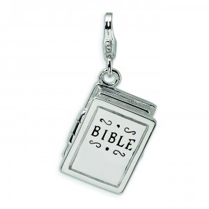Bible Lobster Clasp Charm in Sterling Silver