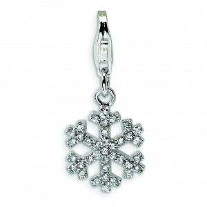CZ Snowflake Lobster Clasp Charm in Sterling Silver