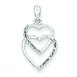Diamond Entwining Heart Pendant in Sterling Silver 