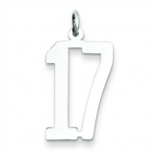 Large Elongated Number 17 in Sterling Silver