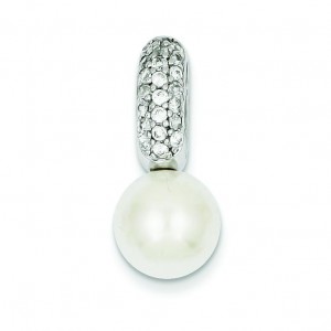 CZ Cultured Pearl Pendant in Sterling Silver