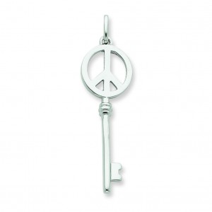 Peace Sign Key Pendant in Sterling Silver