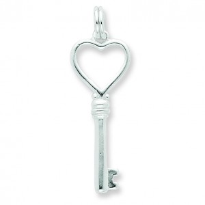 Open Heart Key Charm in Sterling Silver