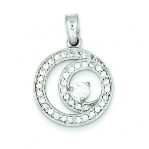 Circle CZ Pendant in Sterling Silver