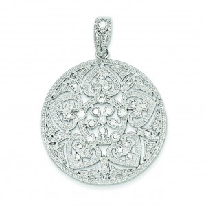 Big Pave CZ Pendant in Sterling Silver
