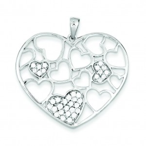 CZ Hearts Pendant in Sterling Silver