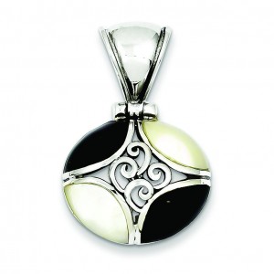 Black Onyx Mother Of Pearl Pendant in Sterling Silver
