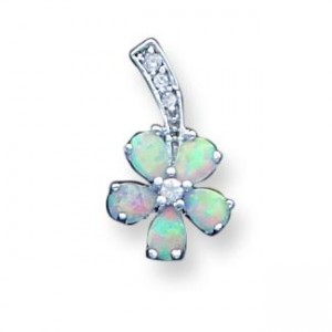 Opal Flower Pendant in Sterling Silver