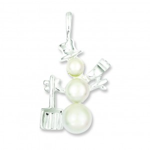 Cultured Pearl Snowman Pendant in Sterling Silver