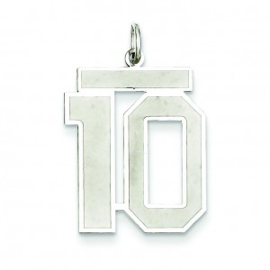 Large Number 10 in Sterling Silver