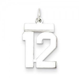 Small Polished Number 12 in Sterling Silver