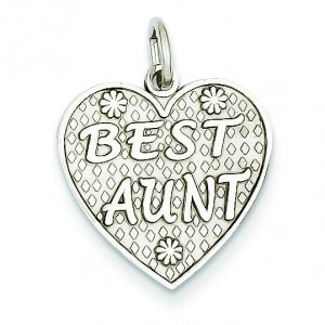 Best Aunt Charm in 14k White Gold