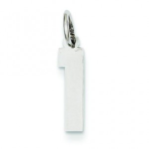 Small Number 1 Charm in 14k White Gold